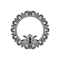 Black White Floral Frame , Minimalist Elegance. vector
