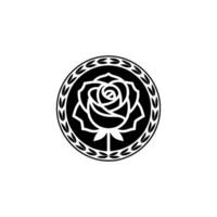 Minimalist Black Rose Emblem on White Background. vector