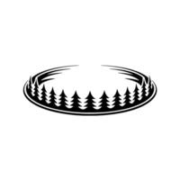 Minimalist Forest Ring Evergreen Trees, Simple. vector