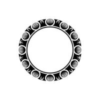 Minimalist Circle Ornament, Black White , Border, Decorative Frame. vector