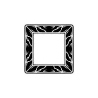 Elegant Black White Square Leaf Frame , Isolated. vector
