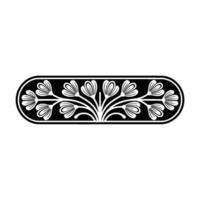 Elegant Floral in Black White Oval Frame - Decorative Motif. vector