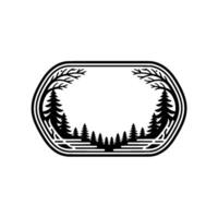Minimalist Forest Badge with Trees, Branches, and Blank Space. vector