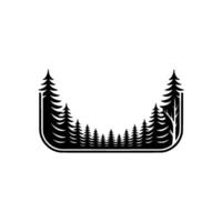 Minimalist Forest Black Spruce Trees in a Framed. vector