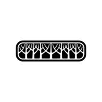 Minimalist Forest Silhouette in Rectangular Frame. vector