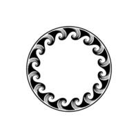 Elegant Wave Border Circle, Black White , Element. vector