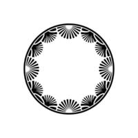 Art Deco Circle Frame Black Fan on White Background. vector