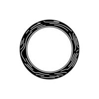 Black Abstract Ring Ornament on White Background. vector