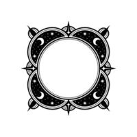 Celestial Frame - Black and White Decorative Circle. vector