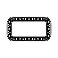 Celestial Frame Black and White Lunar , Decorative Element. vector