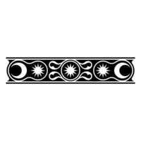 Celestial Ornament Moon, Stars, Decorative Border Element in Black White. vector