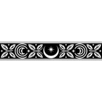 Geometric Celestial Pattern Border, Black, White, and Silver. vector