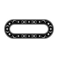 Ornate Black White Oval BorderFrame, Decorative Element. vector