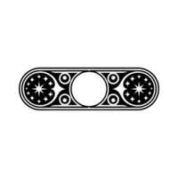 Geometric Black White Ornament with Stars and Circles. vector