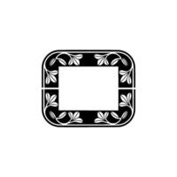 Elegant Floral Frame , Black and White Decorative Ornament, Template for Text. vector