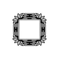 Art Deco Floral Frame with Blank Space for Text, Monochromatic. vector