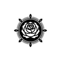 Geometric Black Rose on White Background. vector