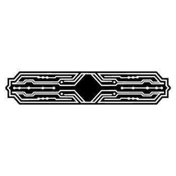 Minimalist Circuit Board Element Black and White Tech. vector