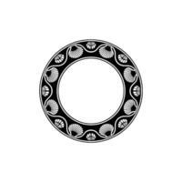 Black and White Circular Decorative Frame with Shell Motifs. vector