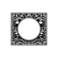 Decorative Black and White Art Deco Frame with Sea-Themed Elements. vector