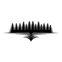 Forest Silhouette Emblem Nature Illustration, Black and White. vector