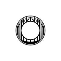 Abstract Forest Circle - Minimalist, Black White. vector