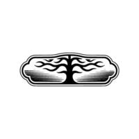 Black and White Tree , Retro Ornament, Minimalist. vector