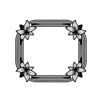 Floral Frame Elegant Black and White Element. vector