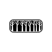 Minimalist Forest Illustration Black Trees in a Frame. vector