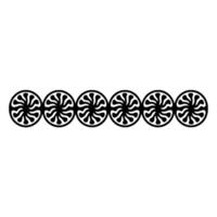 Black and White Circular Pattern Border on White Background. vector