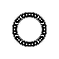 Crescent Moon Star Circle Frame. vector