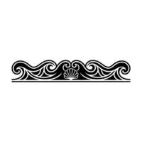 Elegant Wave Border with Seashell, Black and White. vector