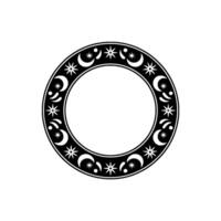 Celestial Circle Frame with Crescent Moons and Stars. vector