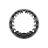Art Nouveau Wave Circle Frame Illustration on Light Background. vector