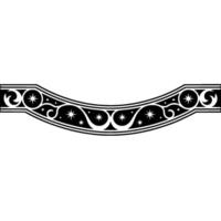 Ornamental Black White Celestial Scroll Border. vector