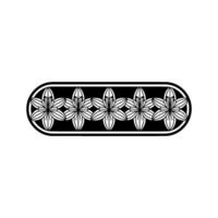 Black and White Floral Pattern in Oval Frame. vector