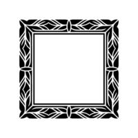Elegant Black White Floral Square Frame on White Background. vector