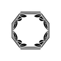 Elegant Octagon Frame with Leaf Accents Minimalist. vector