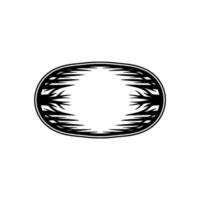 Abstract Oval Ornament, Black and White Silhouette, Modern Element. vector