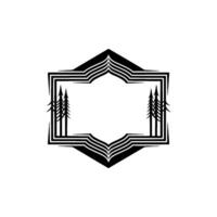 Geometric Forest Frame Minimalist Black White. vector