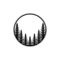 Minimalist Forest Silhouette in a Circle. vector