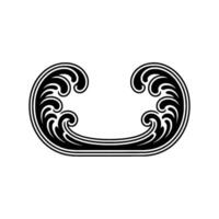 Ornate Black and White Scrollwork Element. vector