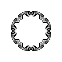 Elegant Black White Circular Element with Striped Forms. vector