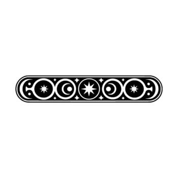 Celestial Border in Black White, Art Deco Style. vector