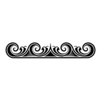 Elegant Ornamental Border, Black and White , Wave Pattern. vector
