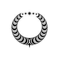 Geometric Starry Crest Emblem in Black White, Modern Minimalist. vector