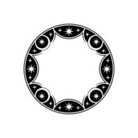 Celestial Ornamental Circle Frame - Star and Moon Motif, Illustration. vector