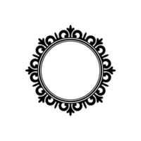 Elegant Black Ornamented Circular Frame on Off-White. vector