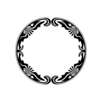 Art Nouveau Black and White Circular Decorative Frame. vector