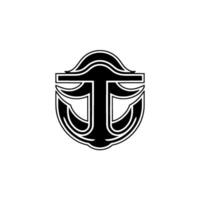 Modern Anchor , Black and White, Minimalist. vector